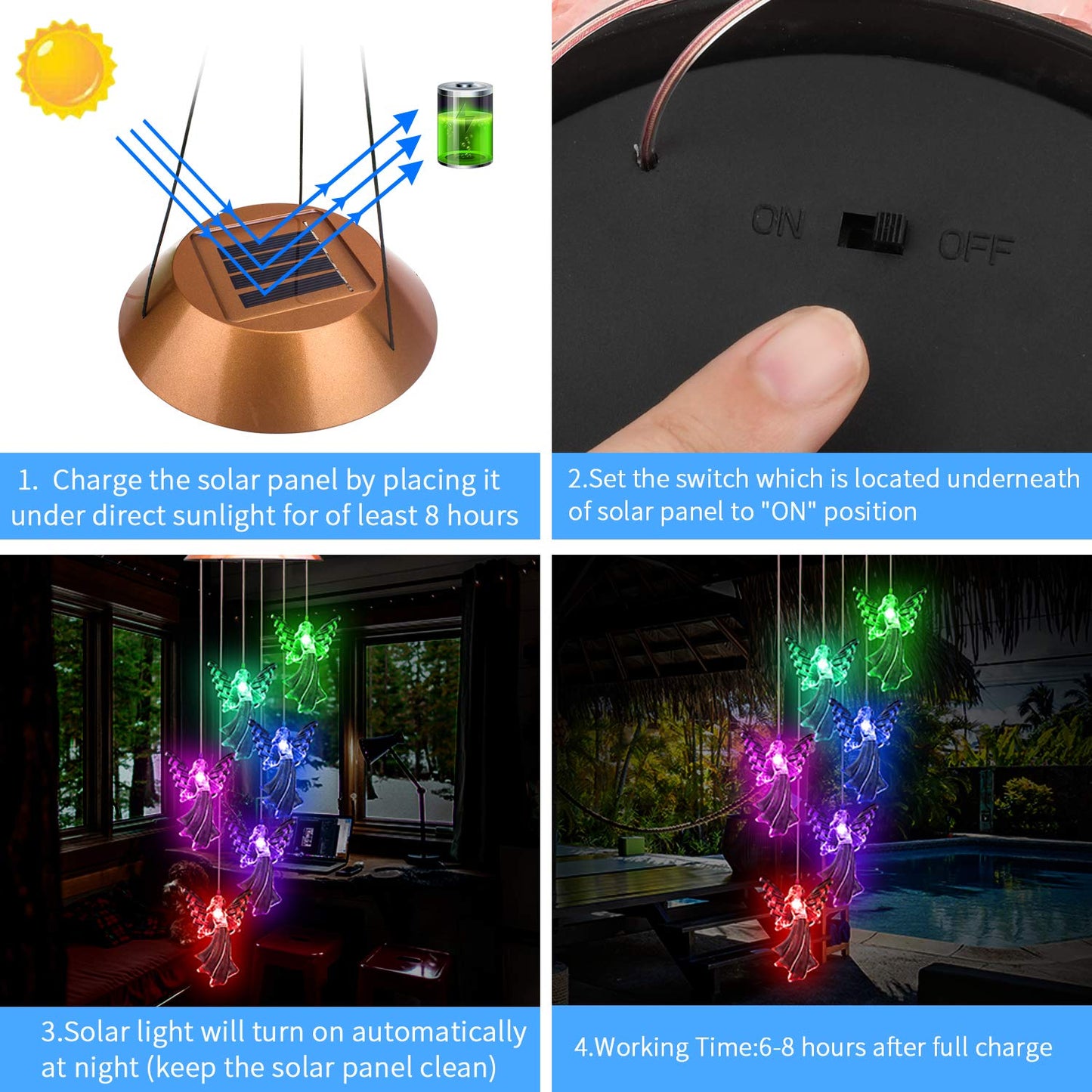 Solar Windspiel Schutzengel